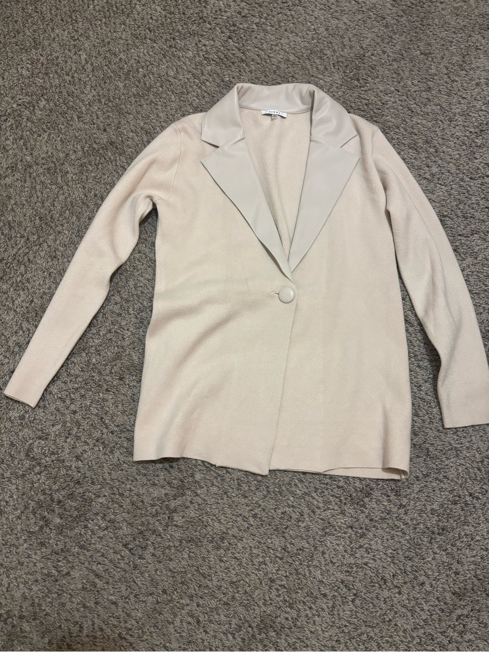 Sioni Cream Single-Button Knit Blazer